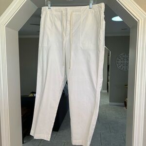LOFT White Ankle Cropped Pants Relaxed Fit